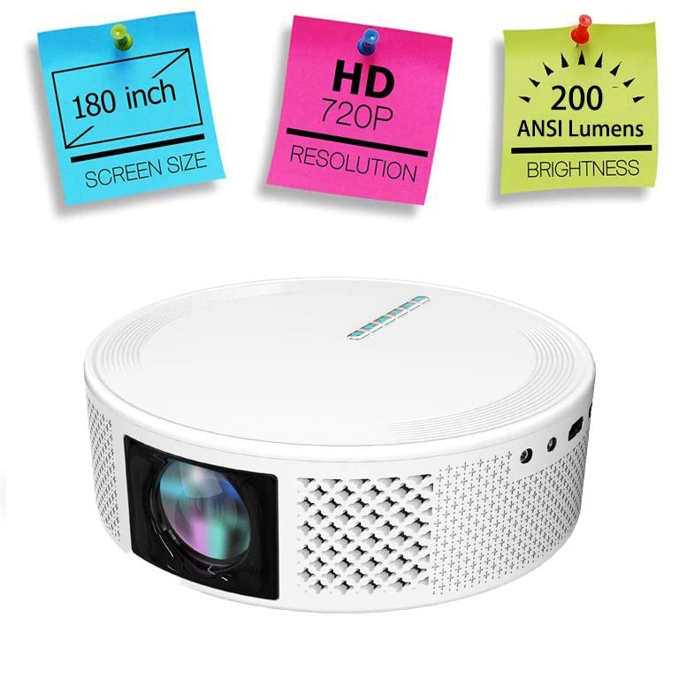Okrągły, trwały projektor filmowy mały, domowy LED LED Mini HD projektor Android