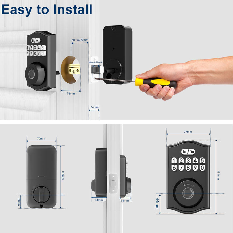 Smart Door Lock, Keyless Entry Door Lock, Fingerprint Door Lock Keypad Deadbolt z 2 kluczami, Smart Locks dla drzwi wejściowych