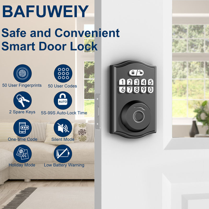 Smart Door Lock, Keyless Entry Door Lock, Fingerprint Door Lock Keypad Deadbolt z 2 kluczami, Smart Locks dla drzwi wejściowych