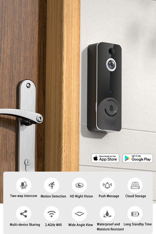 Aplikacja Smart Wireless Ring Zadzwon z dźwiękiem 140 stopni szerokiego kąta niskiego zasilania