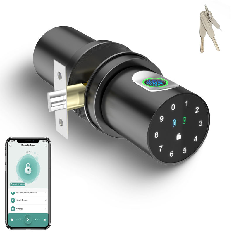 Q1 Czarny Smart Door Lock Odciski palców Głowica drzwi do sypialni domowej