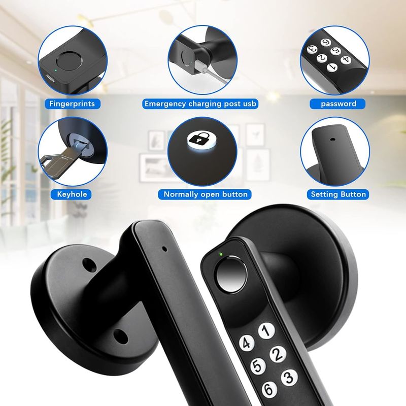 Foxgard T01 Smart Door Lock  ️ Bezkluczowe wejście, stop cynkowy, odciski palców i kontrola aplikacji, dla bezpieczeństwa w domu i biurze