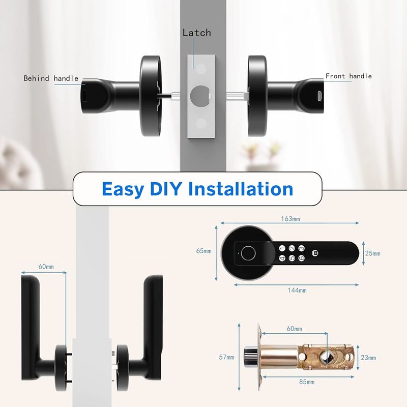 Foxgard T01 Smart Door Lock  ️ Bezkluczowe wejście, stop cynkowy, odciski palców i kontrola aplikacji, dla bezpieczeństwa w domu i biurze