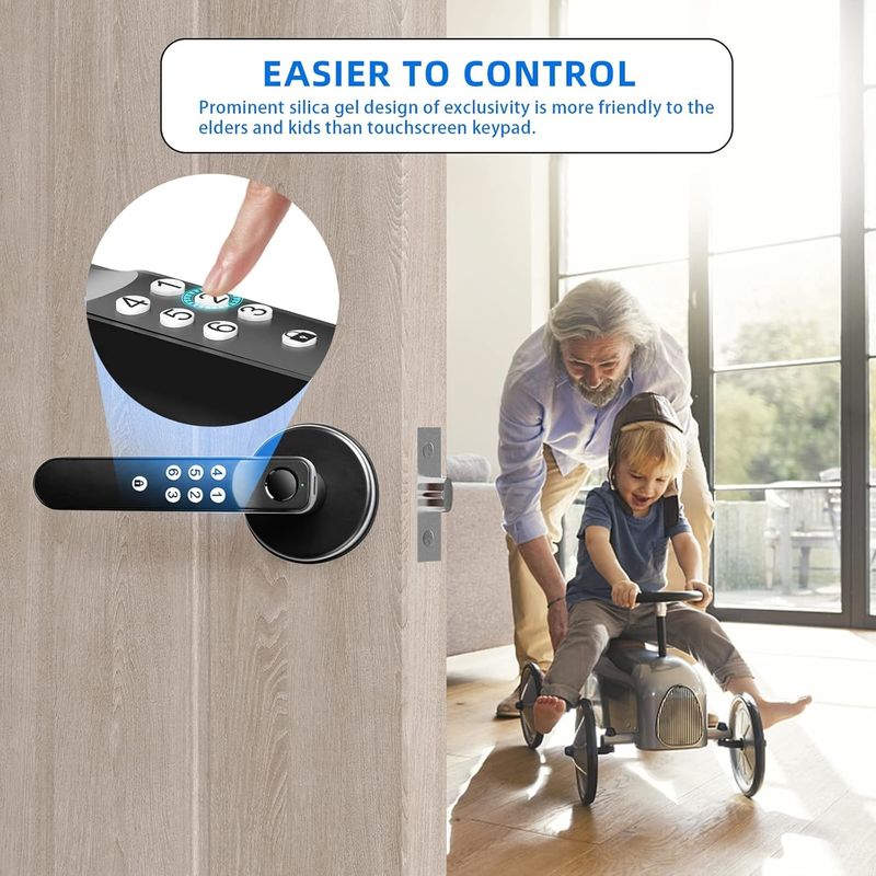 Foxgard T01 Smart Door Lock  ️ Bezkluczowe wejście, stop cynkowy, odciski palców i kontrola aplikacji, dla bezpieczeństwa w domu i biurze