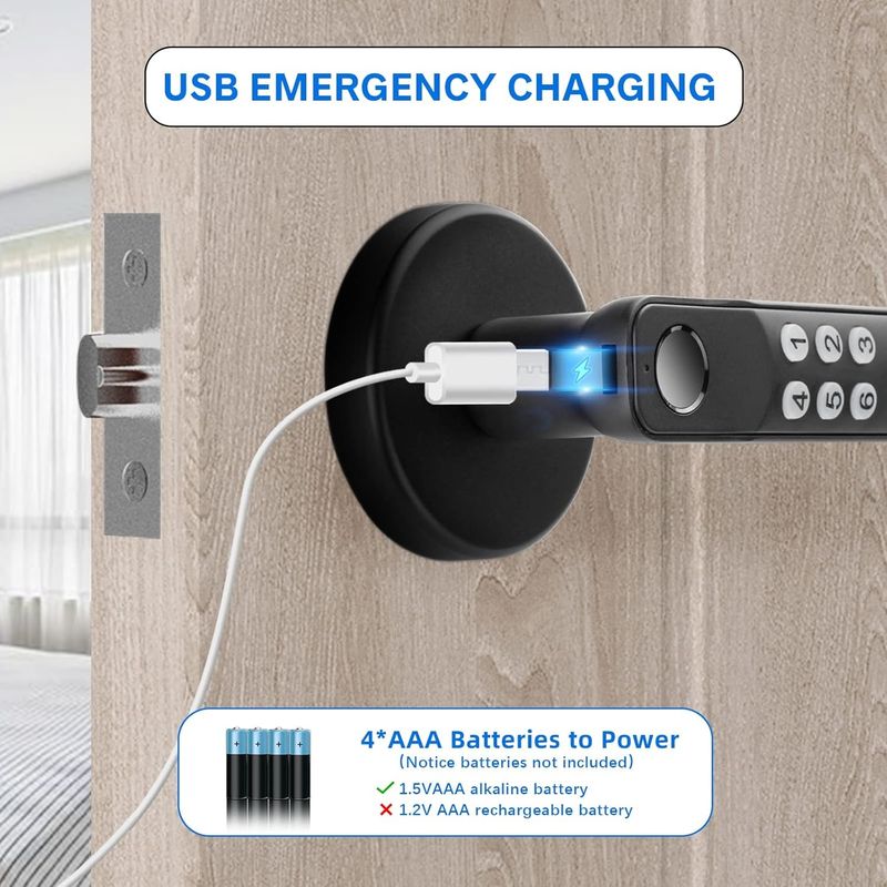 Foxgard T01 Smart Door Lock  ️ Bezkluczowe wejście, stop cynkowy, odciski palców i kontrola aplikacji, dla bezpieczeństwa w domu i biurze